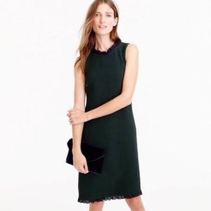 NWT  Size 8 J Crew Green Dress with Black Ruffles